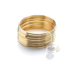 Protection, Serenity, Strength Yellow Gold bangles with a Hematite bead Healing Bracelet (set of 10)