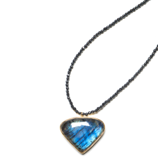 Labradorite pendant on black Hematite healing necklace - SOLD OUT (Dec 5th 4pm)