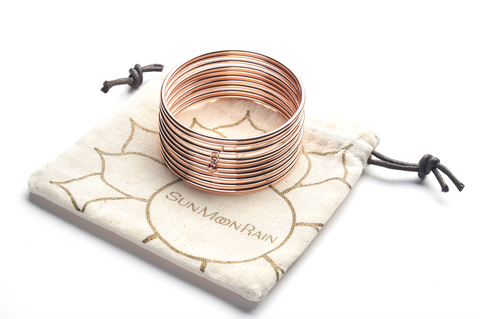 Rose Gold bangles with a Hematite bead Healing Bracelet (set of 10)