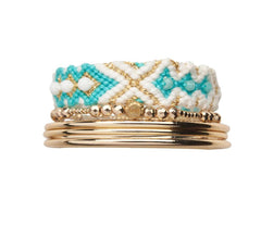 Friendship band and bangles stack
