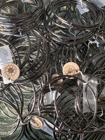 Black bangles with a Hematite bead Healing Bracelet (set of 10)