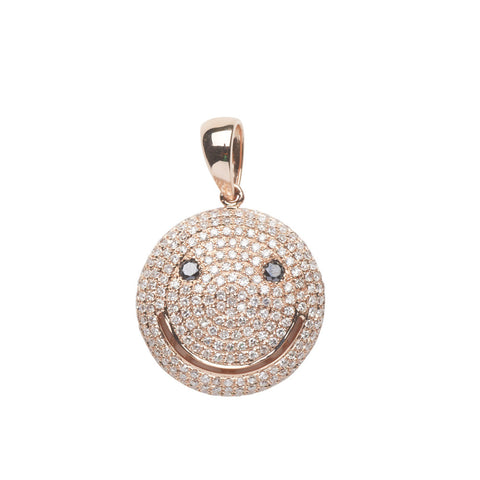 18k rose gold Happy pendant with white & black diamonds