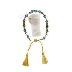 Swarovski Light Blue Crystal & Gold Hematite Healing Bracelet