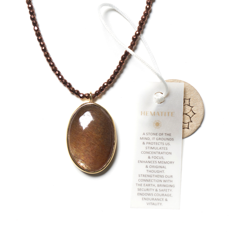 Sunstone pendant on copper Hematite healing necklace - SOLD OUT (Dec 4th, 953am)