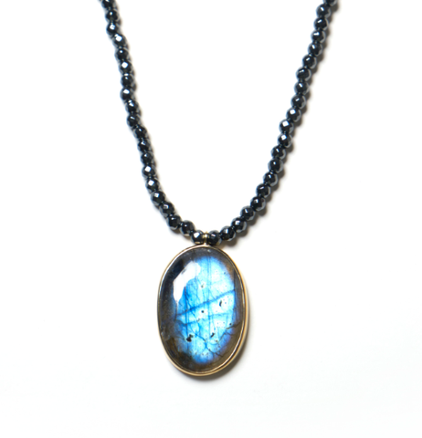 Labradorite pendant on black Hematite healing necklace - SOLD OUT