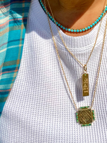 18k yellow gold & turquoise necklace